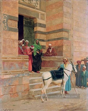 cheval blanc Ludwig Deutsch Orientalism Araber Peinture à l'huile